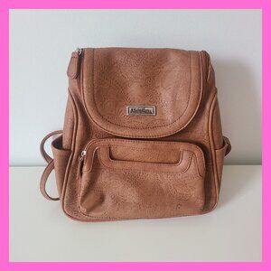 Multi Sac Brown Backpack Convertible Crossbody 11x11x4 Compartments Faux Leather